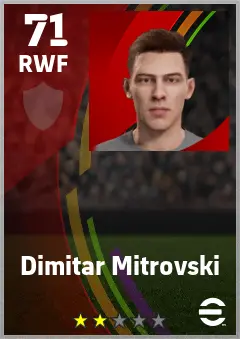 Dimitar Mitrovski eFootball 2026 player card — 71 OVR RWF