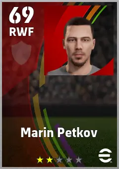 Marin Petkov eFootball 2026 player card — 69 OVR RWF