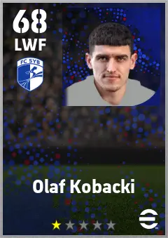 Olaf Kobacki eFootball 2026 player card — 68 OVR LWF