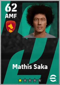 Mathis Saka eFootball 2026 player card — 62 OVR AMF