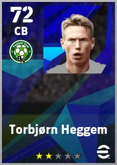 Torbjorn Heggem eFootball 2026 player card — 72 OVR CB