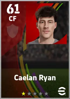 Caelan Ryan eFootball 2026 player card — 61 OVR CF