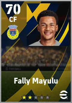 Fally Mayulu eFootball 2026 player card — 70 OVR CF
