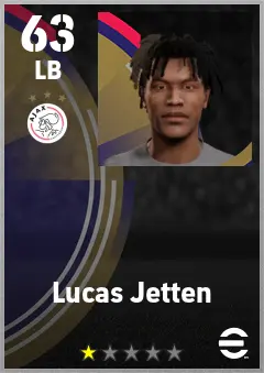 Lucas Jetten eFootball 2026 player card — 63 OVR LB