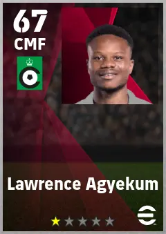 Lawrence Agyekum eFootball 2026 player card — 67 OVR CMF