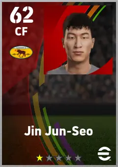 Jin Jun-Seo eFootball 2026 player card — 62 OVR CF