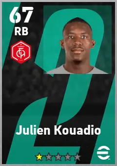 Julien Kouadio eFootball 2026 player card — 67 OVR RB