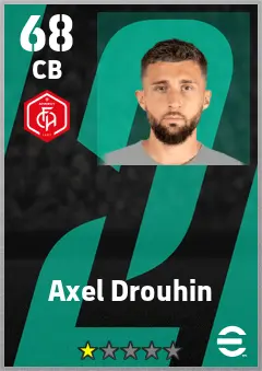 Axel Drouhin eFootball 2026 player card — 68 OVR CB