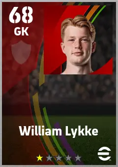 William Lykke eFootball 2026 player card — 68 OVR GK