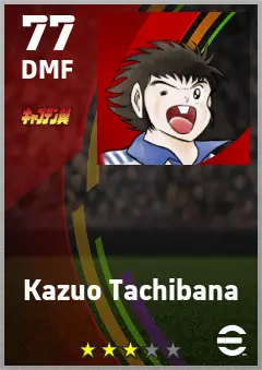 Kazuo Tachibana eFootball 2026 player card — 77 OVR DMF
