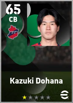 Kazuki Dohana eFootball 2026 player card — 65 OVR CB
