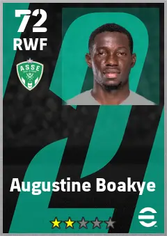 Augustine Boakye eFootball 2026 player card — 72 OVR RWF