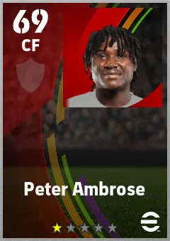 Peter Ambrose eFootball 2026 player card — 69 OVR CF