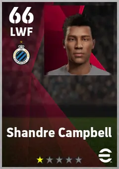 Shandre Campbell eFootball 2026 player card — 66 OVR LWF