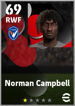 Norman Campbell eFootball 2026 player card — 69 OVR RWF