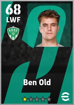 Ben Old eFootball 2026 player card — 68 OVR LWF