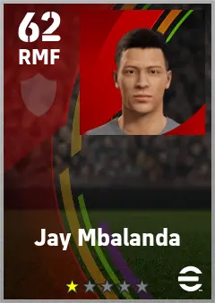 Jay Mbalanda eFootball 2026 player card — 62 OVR RMF
