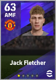 Jack Fletcher eFootball 2026 player card — 63 OVR AMF