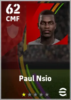 Paul Nsio eFootball 2026 player card — 62 OVR CMF