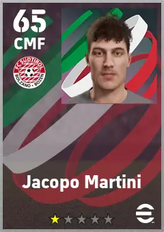 Jacopo Martini eFootball 2026 player card — 65 OVR CMF