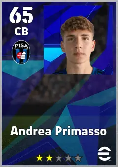 Andrea Primasso eFootball 2026 player card, 65 OVR CB