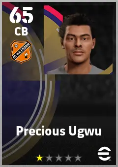 Precious Ugwu eFootball 2026 player card — 65 OVR CB
