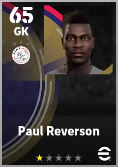 Paul Reverson eFootball 2026 player card — 65 OVR GK