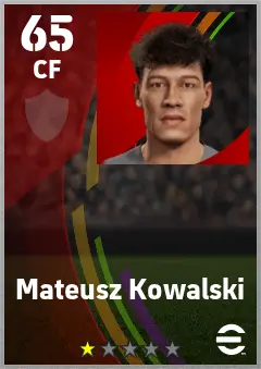 Mateusz Kowalski eFootball 2026 player card — 65 OVR CF