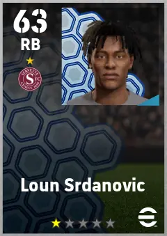 Loun Srdanovic eFootball 2026 player card — 63 OVR RB