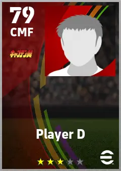 Player D eFootball 2026 player card — 79 OVR CMF