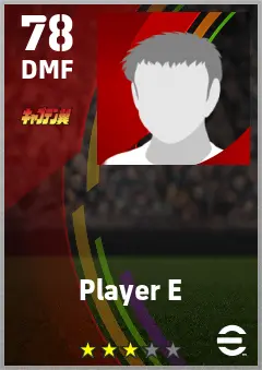 Player E eFootball 2026 player card — 78 OVR DMF