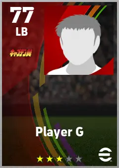 Player G eFootball 2026 player card — 77 OVR LB