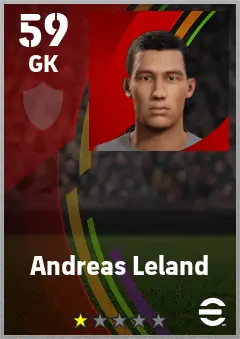 Andreas Leland eFootball 2026 player card — 59 OVR GK