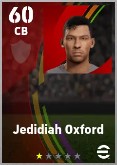 Jedidiah Oxford eFootball 2026 player card — 60 OVR CB