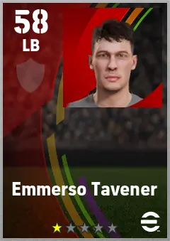 Emmerso Tavener eFootball 2026 player card — 58 OVR LB