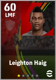 Leighton Haig eFootball 2026 player card — 60 OVR LMF