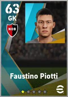 Faustino Piotti eFootball 2026 player card — 63 OVR GK