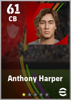 Anthony Harper eFootball 2026 player card — 61 OVR CB