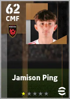 Jamison Ping eFootball 2026 player card — 62 OVR CMF
