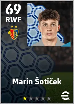 Marin Soticek eFootball 2026 player card — 69 OVR RWF