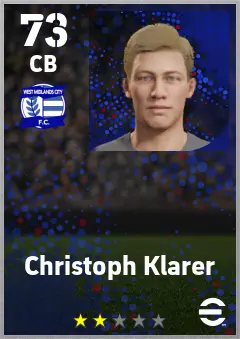 Christoph Klarer eFootball 2026 player card — 73 OVR CB