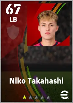 Niko Takahashi eFootball 2026 player card — 67 OVR LB