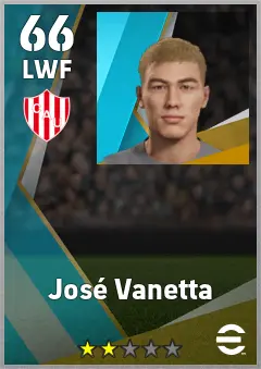 Jose Vanetta eFootball 2026 player card, 66 OVR LWF