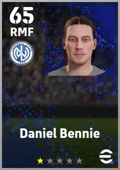 Daniel Bennie eFootball 2026 player card — 65 OVR RMF