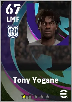 Tony Yogane eFootball 2026 player card — 67 OVR LMF
