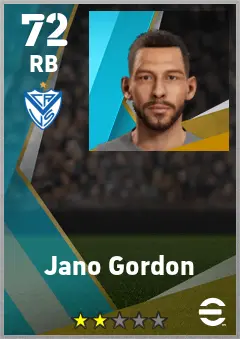 Jano Gordon eFootball 2026 player card — 72 OVR RB