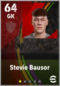 Stevie Bausor eFootball 2026 player card — 64 OVR GK