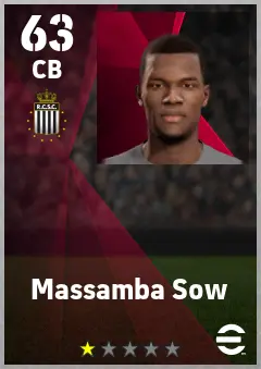 Massamba Sow eFootball 2026 player card — 63 OVR CB