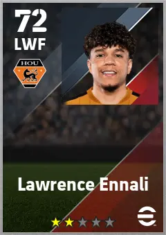 Lawrence Ennali eFootball 2026 player card — 72 OVR LWF