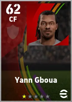 Yann Gboua eFootball 2026 player card — 62 OVR CF